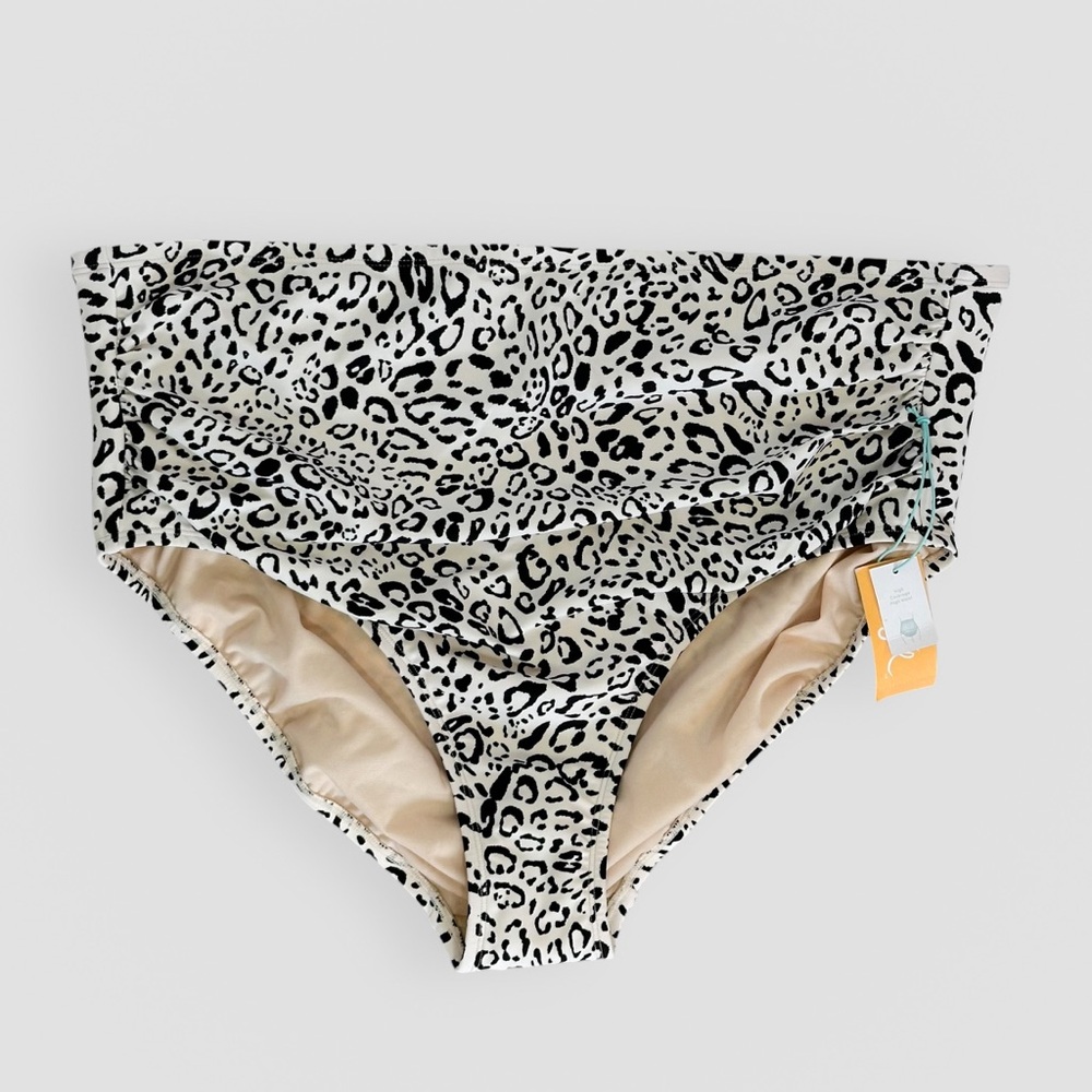 NWT Kona Sol Swim Bottoms Size 2X Multicolor Animal Print High Waist Beach